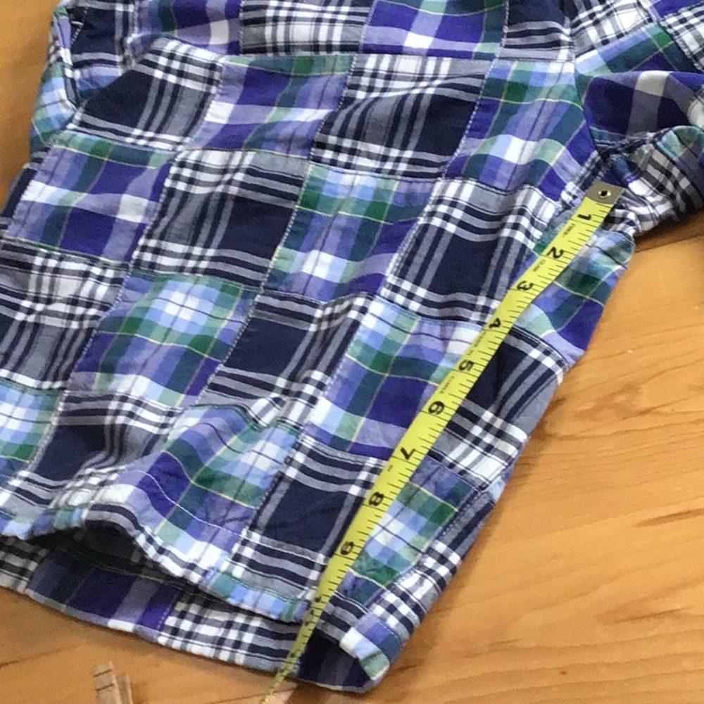 Brooks Brothers Madras -Blue, Green & White Plaid Flat Front Shorts size 42 - Picture 7 of 10